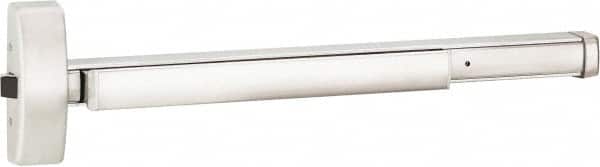 Precision - 48" OAL Right Hand Reverse Fire Rated Flatbar - 32 to 48" Door Width, Satin Stainless Steel Finish, Grade 1, Apex Series - Exact Tooling