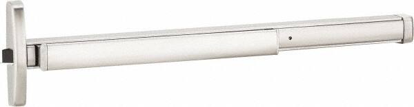 Precision - 36" OAL Reversible Unrated Flatbar - 32 to 36" Door Width, Satin Stainless Steel Finish, Grade 1, 2100 Series - Exact Tooling