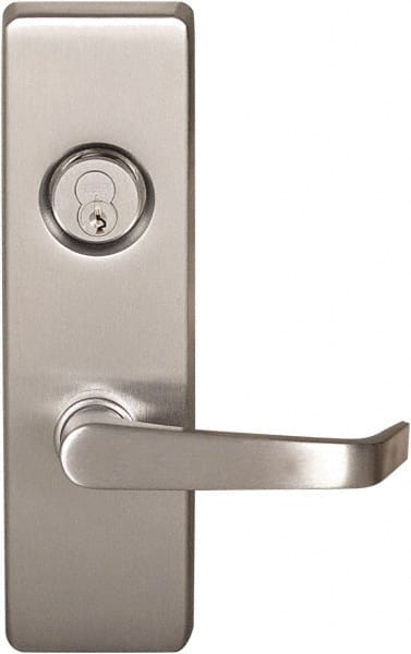 Precision - 10" OAL Left Hand Reverse Unrated Flatbar - 32 to 36" Door Width, Satin Stainless Steel Finish, Grade 1, 2100 Series - Exact Tooling