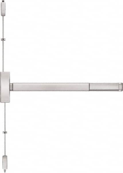 Precision - 48" OAL Right Hand Reverse Fire Rated Flatbar - 32 to 48" Door Width, Satin Stainless Steel Finish, Grade 1, Apex Series - Exact Tooling