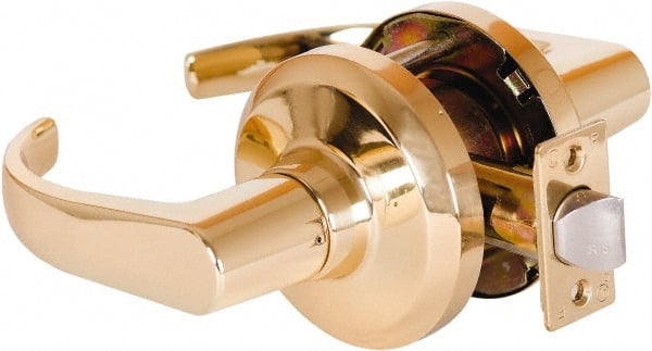 Stanley - Grade 1 Passage Lever Lockset - 2-3/4" Back Set, Keyless Cylinder, Brass Alloy, Bright Brass Finish - Exact Tooling