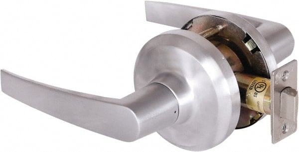 Stanley - Grade 1 Passage Lever Lockset - 2-3/4" Back Set, Keyless Cylinder, Brass Alloy, Satin Chrome Finish - Exact Tooling