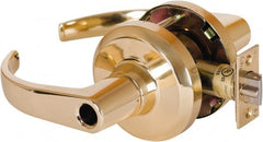 Stanley - Grade 1 Entrance Lever Lockset - 2-3/4" Back Set, Key In Lever Cylinder, Brass Alloy, Bright Brass Finish - Exact Tooling