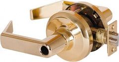 Stanley - Grade 1 Entrance Lever Lockset - 2-3/4" Back Set, Key In Lever Cylinder, Brass Alloy, Bright Brass Finish - Exact Tooling