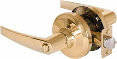 Stanley - Grade 1 Entrance Lever Lockset - 2-3/4" Back Set, Key In Lever Cylinder, Brass Alloy, Bright Brass Finish - Exact Tooling