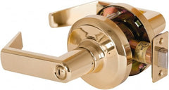 Stanley - Grade 1 Privacy Lever Lockset - 2-3/4" Back Set, Keyless Cylinder, Brass Alloy, Bright Brass Finish - Exact Tooling