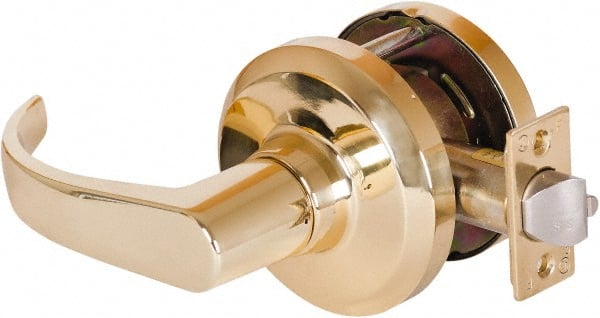 Stanley - Grade 1 Communicating Lever Lockset - 2-3/4" Back Set, Key In Lever Cylinder, Brass Alloy, Bright Brass Finish - Exact Tooling