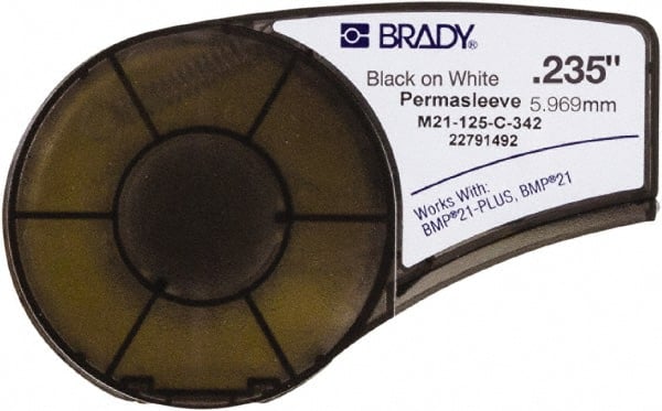 Brady - 0.235" Wide, White Heat Shrinkable Polyolefin Heat Shrink Tubing - For BMP21 Plus Portable Label Printer - Exact Tooling