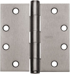 Stanley - 4-1/2" Long x 4-1/2" Wide Carbon Alloy Steel Full Mortise Hinge - Prime Coat Gray Finish, 5 Knuckles, 8 Holes - Exact Tooling