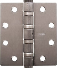 Stanley - 4-1/2" Long x 4" Wide 304 Stainless Steel Full Mortise Hinge - Satin Stainless Steel Finish, 5 Knuckles, 8 Holes - Exact Tooling