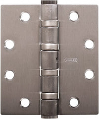 Stanley - 5" Long x 5" Wide Carbon Alloy Steel Full Mortise Hinge - Prime Coat Gray Finish, 5 Knuckles, 8 Holes - Exact Tooling