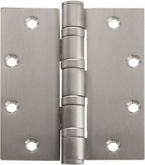 Stanley - 5" Long x 4-1/2" Wide Carbon Alloy Steel Full Mortise Hinge - Bright Brass Plated Finish, 5 Knuckles, 8 Holes - Exact Tooling