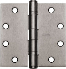 Stanley - 4" Long x 4" Wide 304 Stainless Steel Full Mortise Hinge - Satin Stainless Steel Finish, 5 Knuckles, 8 Holes - Exact Tooling