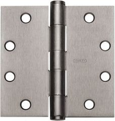 Stanley - 5" Long x 4-1/2" Wide 304 Stainless Steel Full Mortise Hinge - Satin Stainless Steel Finish, 5 Knuckles, 8 Holes - Exact Tooling