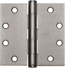 Stanley - 4" Long x 4" Wide 304 Stainless Steel Full Mortise Hinge - Satin Stainless Steel Finish, 5 Knuckles, 8 Holes - Exact Tooling