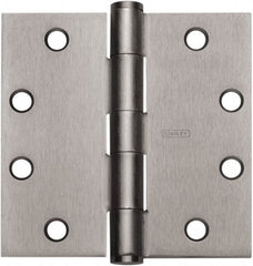 Stanley - 4-1/2" Long x 4-1/2" Wide 304 Stainless Steel Full Mortise Hinge - Satin Stainless Steel Finish, 5 Knuckles, 8 Holes - Exact Tooling