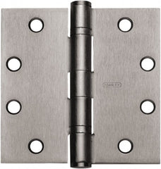 Stanley - 4-1/2" Long x 4" Wide 304 Stainless Steel Full Mortise Hinge - Satin Stainless Steel Finish, 5 Knuckles, 8 Holes - Exact Tooling