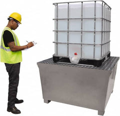 UltraTech - 370 Gal Sump Capacity, Galvanized Steel Spill Pallet - 57" Long x 57" Wide x 35" High, 5,650 Lb Capacity, 1 Totes, Includes Grate, Fork Liftable - Exact Tooling