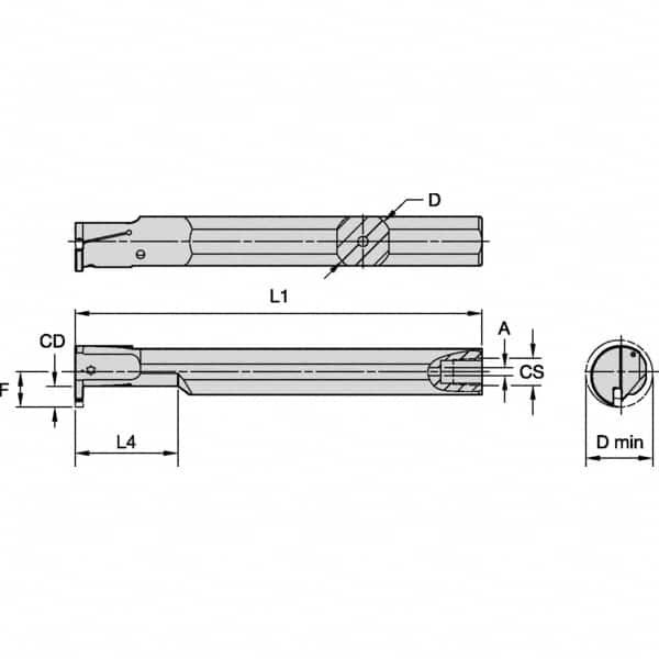 Kennametal - 20mm Min Bore Diam, 150mm OAL, 5/8" Shank Diam, A-EVE Indexable Boring Bar - 1-1/4" Max Bore Depth, EG0160M1FP02 Insert - Exact Tooling