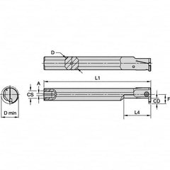 Kennametal - 25mm Min Bore Diam, 180mm OAL, 3/4" Shank Diam, A-EVE Indexable Boring Bar - 1-1/2" Max Bore Depth, EG0200M02P02 Insert - Exact Tooling
