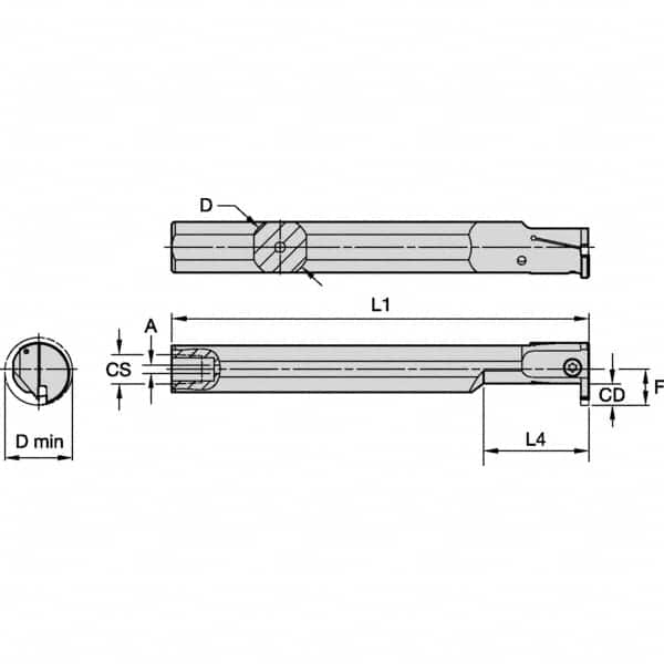 Kennametal - 1" Min Bore Diam, 180mm OAL, 3/4" Shank Diam, A-EVE Indexable Boring Bar - 1-1/2" Max Bore Depth, EG0160M1FP02 Insert - Exact Tooling