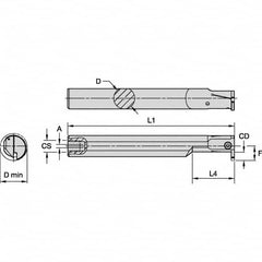 Kennametal - 25mm Min Bore Diam, 180mm OAL, 20mm Shank Diam, A-EVE Indexable Boring Bar - 40mm Max Bore Depth, EG0160M1FP02 Insert - Exact Tooling
