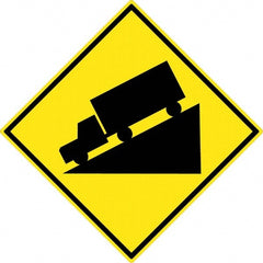 NMC - "Truck", 30" Wide x 30" High, Aluminum Traffic Control Signs - 0.08" Thick, Black on Yellow, High Intensity Reflectivity, Diamond, Post Mount - Exact Tooling
