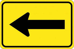 NMC - "Left Arrow", 30" Wide x 30" High, Aluminum Traffic Control Signs - 0.08" Thick, Black on Yellow, High Intensity Reflectivity, Diamond, Post Mount - Exact Tooling