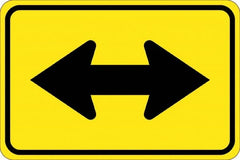 NMC - "Double Arrow", 30" Wide x 30" High, Aluminum Traffic Control Signs - 0.08" Thick, Black on Yellow, High Intensity Reflectivity, Diamond, Post Mount - Exact Tooling