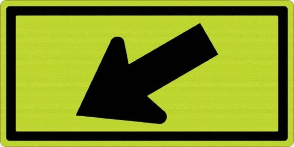 NMC - "Left Arrow", 24" Wide x 12" High, Aluminum Traffic Control Signs - 0.08" Thick, Black on Yellow, Diamond Grade Reflectivity, Rectangle, Post Mount - Exact Tooling