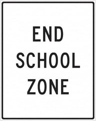 NMC - "End School Zone", 24" Wide x 30" High, Aluminum Traffic Control Signs - 0.08" Thick, Black on White, Engineer Grade Reflectivity, Rectangle, Post Mount - Exact Tooling