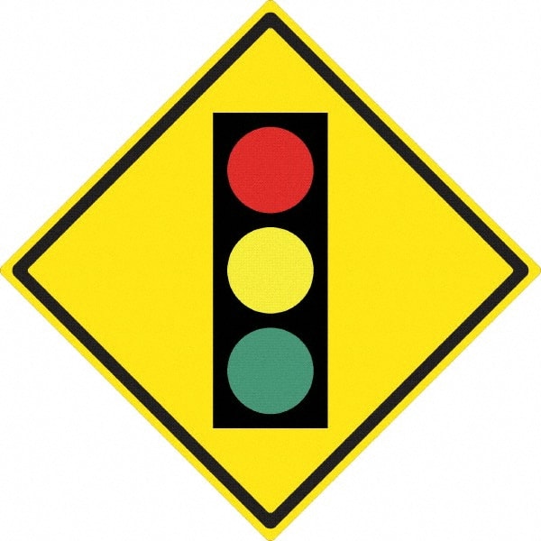 NMC - "Stop Light", 24" Wide x 24" High, Aluminum Traffic Control Signs - 0.08" Thick, Black, Red, Yellow, Green, High Intensity Reflectivity, Diamond, Post Mount - Exact Tooling