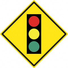 NMC - "Stop Light", 24" Wide x 24" High, Aluminum Traffic Control Signs - 0.08" Thick, Black, Red, Yellow, Green, High Intensity Reflectivity, Diamond, Post Mount - Exact Tooling