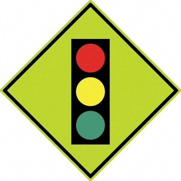 NMC - "Stop Light", 30" Wide x 30" High, Aluminum Traffic Control Signs - 0.08" Thick, Black, Red, Yellow, Green, Diamond Grade Reflectivity, Diamond, Post Mount - Exact Tooling