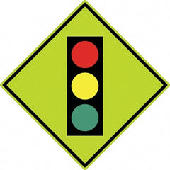 NMC - "Stop Light", 30" Wide x 30" High, Aluminum Traffic Control Signs - 0.08" Thick, Black, Red, Yellow, Green, Diamond Grade Reflectivity, Diamond, Post Mount - Exact Tooling