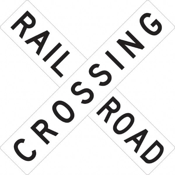 NMC - "Railroad Crossing", 48" Wide x 48" High, Aluminum Traffic Control Signs - 0.08" Thick, Black on White, High Intensity Reflectivity, Square, Post Mount - Exact Tooling