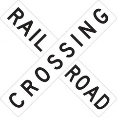 NMC - "Railroad Crossing", 48" Wide x 48" High, Aluminum Traffic Control Signs - 0.08" Thick, Black on White, High Intensity Reflectivity, Square, Post Mount - Exact Tooling
