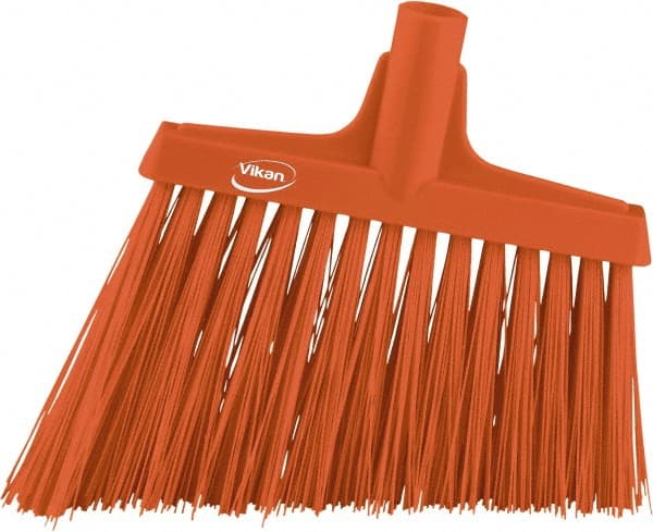 Vikan - 11-3/4" Wide, Orange Polyester Bristles, Angled Broom - Water Resistant - Exact Tooling