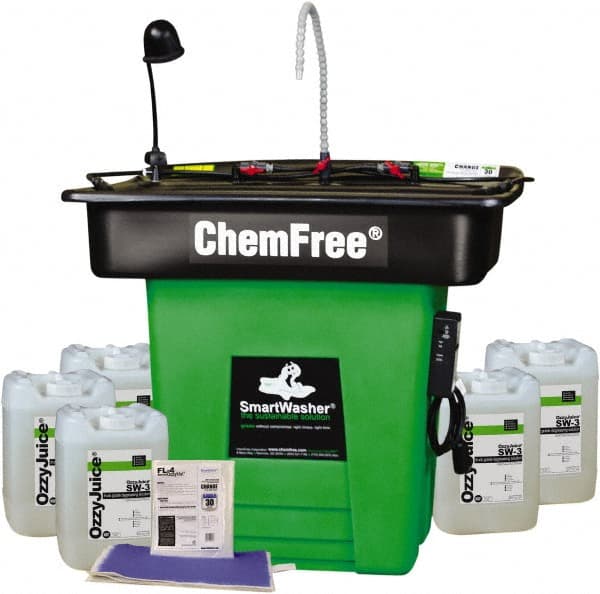 CRC - Free Standing Water-Based Parts Washer - 25 Gal Max Operating Capacity, HDPE Tank, 42" High x 47" Long x 38" Wide, 110 Input Volts - Exact Tooling