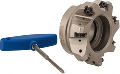 Iscar - 3.398" Cut Diam, 1-1/2" Arbor Hole, 0.138" Max Depth of Cut, 30° Indexable Chamfer & Angle Face Mill - 7 Inserts, H600 WXCU 08 Insert, Right Hand Cut, 7 Flutes, Through Coolant, Series Helido - Exact Tooling