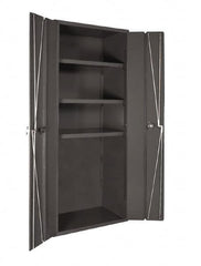 Durham - 3 Shelf Locking Storage Cabinet - Steel, 38" Wide x 26" Deep x 72" High, Gray - Exact Tooling