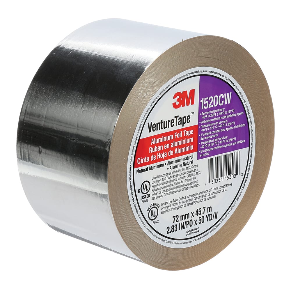 3M - Duct & Foil Tape; Tape Type: Foil Tape ; Width (Inch): 2.83 ; Width (mm): 72.00 ; Length Range: 72 yd. and Larger ; Material Type: Aluminum Foil ; Color/Pattern: Gray - Exact Tooling