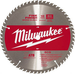 Milwaukee Tool - 10" Diam, 5/8" Arbor Hole Diam, 60 Tooth Wet & Dry Cut Saw Blade - Carbide-Tipped, Crosscut Action, Standard Round Arbor - Exact Tooling