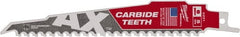 Milwaukee Tool - 6" Long x 1" Thick, Bi-Metal Reciprocating Saw Blade - Tapered Profile, 5 TPI, Toothed Edge, Universal Shank - Exact Tooling