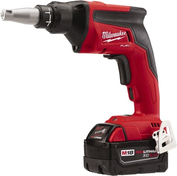 Milwaukee Tool - 18 Volt Pistol Grip Cordless Screwdriver - 0 to 4,500 RPM, 124 In/Lb Torque, Lithium-Ion Battery - Exact Tooling