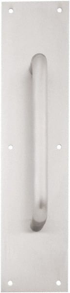 IVES - 16" Long x 4" Wide, Brass Standard Door Pull - Stainless Steel Finish, 8" Grip Length - Exact Tooling