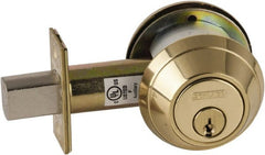Schlage - 1-3/8 to 2-1/4" Door Thickness, Bright Brass Finish, Key Operated Deadbolt - Exact Tooling
