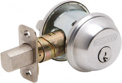 Schlage - 1-3/8 to 2-1/4" Door Thickness, Satin Chrome Finish, Key Operated Deadbolt - Exact Tooling