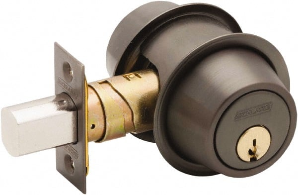 Schlage - 1-3/8 to 2-1/4" Door Thickness, Oil Rubbed Bronze Finish, Key Operated Deadbolt - Exact Tooling