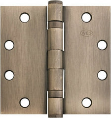 IVES - 4-1/2" Long x 4-1/2" Wide x 1.34" Thick, Stainless Steel Full Mortise Ball Bearing Hinge - Satin Chrome Finish, 5 Knuckles, 8 Holes - Exact Tooling